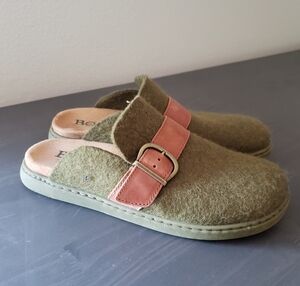 Born Green Wool Womens Slippers Size 9,5